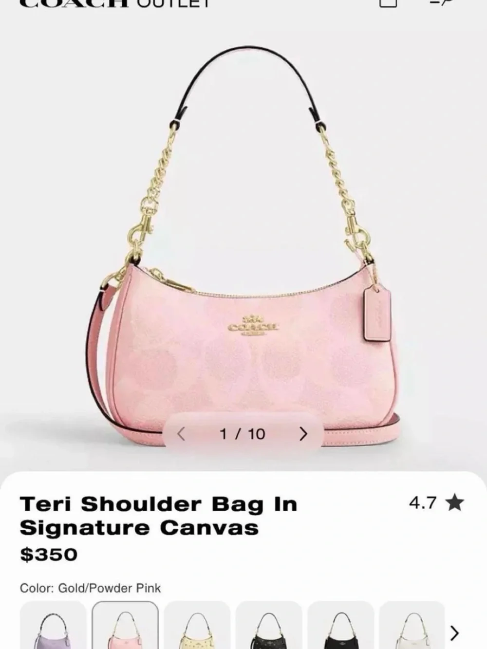 Coach Pink Powder Teri Bag